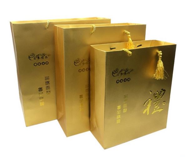 New Design Custom Golden Paper Bag for Gift and Shopping